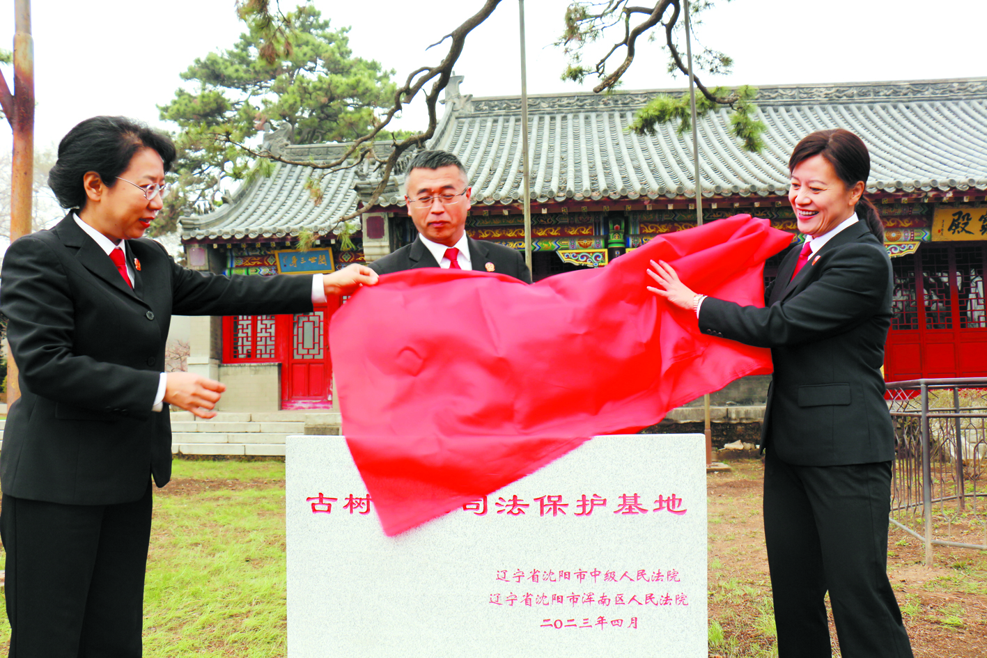 沈陽“古樹名木司法保護基地”揭牌儀式現(xiàn)場。